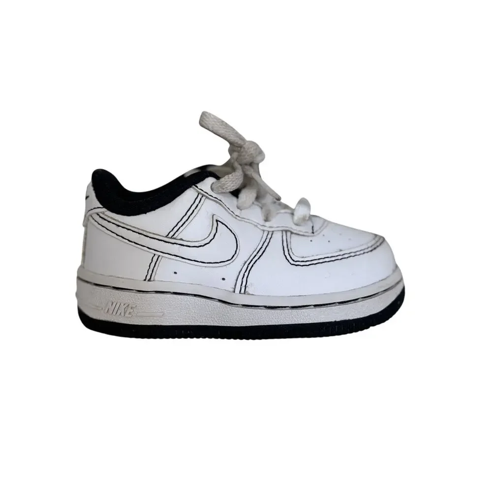 Nike Force 1 Toddler Sneakers Size 5C White Black DC9671-104 Lace Up